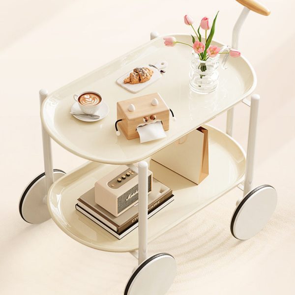 Contemporary Creative Oval Steel Plastic End Table 2-Tier For Living Room - Image 2