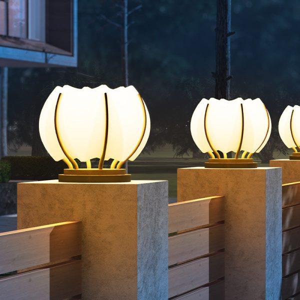 Contemporary Creative Flower Iron Plastic LED Post Head Light For Garden - Image 6