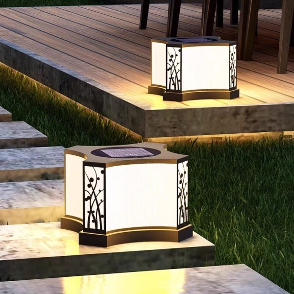 Modern Minimalist Quadrangle Solar Waterproof PE Stainless Steel LED Outdoor Light For Garden - Image 2