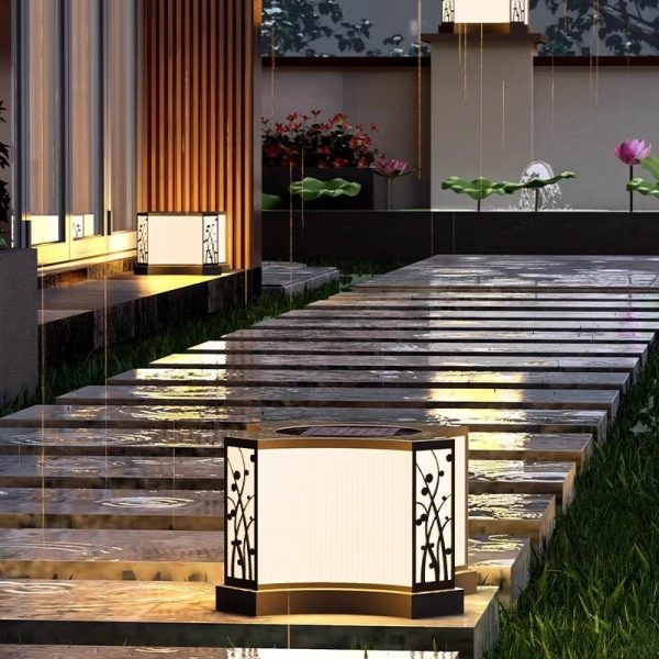 Modern Minimalist Quadrangle Solar Waterproof PE Stainless Steel LED Outdoor Light For Garden - Image 11