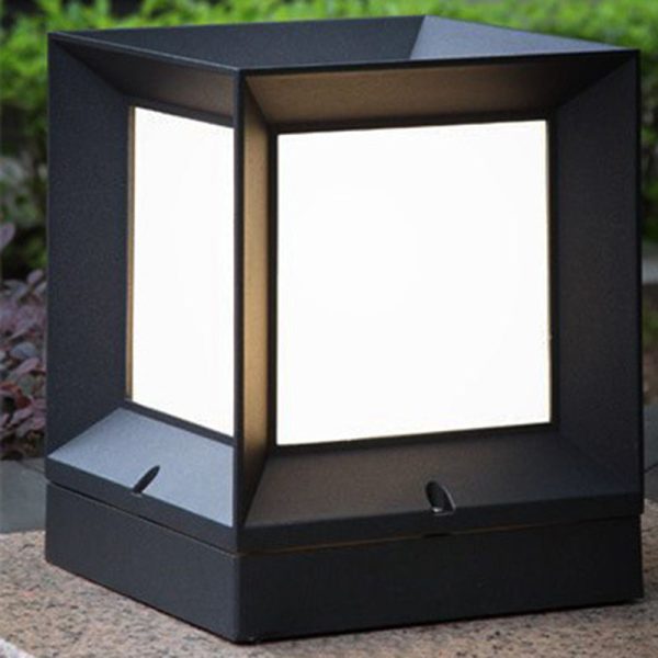 Modern Minimalist Waterproof Square-Shaped Aluminum Acrylic 1-Light Outdoor Post Light For Garden - Image 10