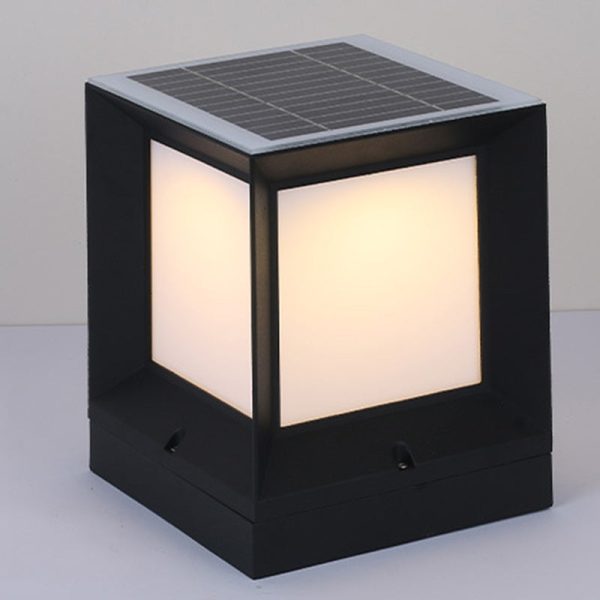 Modern Minimalist Solar Waterproof Square-Shaped Aluminum Acrylic LED Outdoor Post Light For Garden - Image 17