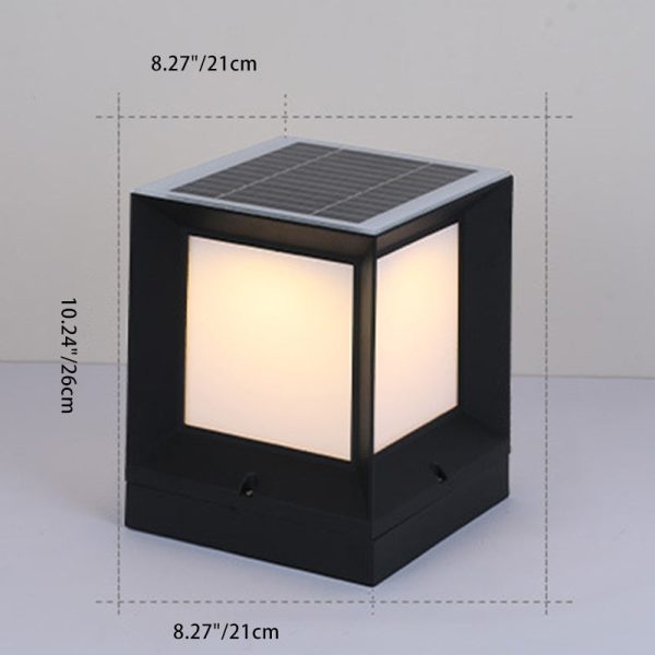 Modern Minimalist Solar Waterproof Square-Shaped Aluminum Acrylic LED Outdoor Post Light For Garden - Image 5