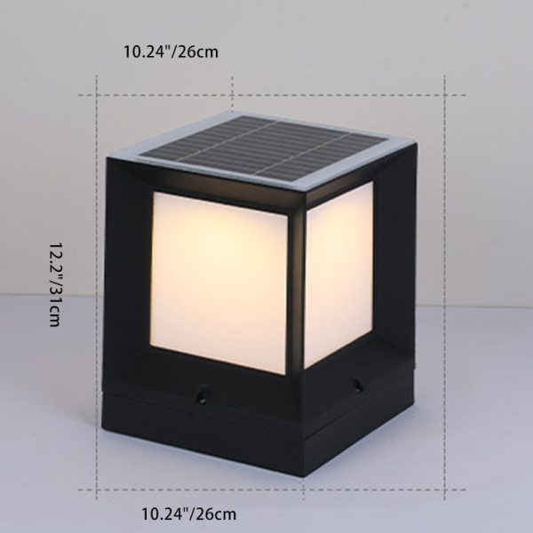 Modern Minimalist Solar Waterproof Square-Shaped Aluminum Acrylic LED Outdoor Post Light For Garden - Image 6