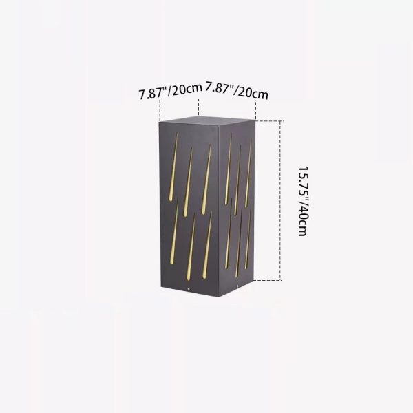 Contemporary Creative Waterproof Rectangle Meteor Stripes Galvanized Faux Dolomite 1-Light Lawn Landscape Lamp For Outdoor Patio - Image 6