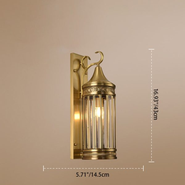 Contemporary Scandinavian Waterproof Cylinder Flare Stripe Copper Glass 1/3/6 Light Outdoor Wall Sconce Lamp For Garden - Image 5