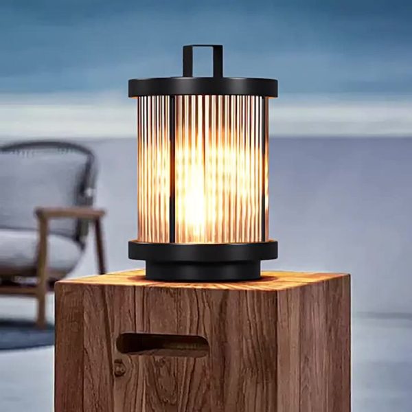 Modern Minimalist Solar Waterproof Cylinder Aluminum Iron Glass 1-Light Outdoor Landscape For Outdoor Patio