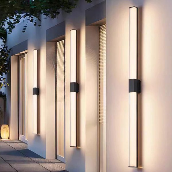 Modern Minimalist Waterproof Rectangle Long Aluminum PC Outdoor Wall Sconce Lamp For Garden - Image 3