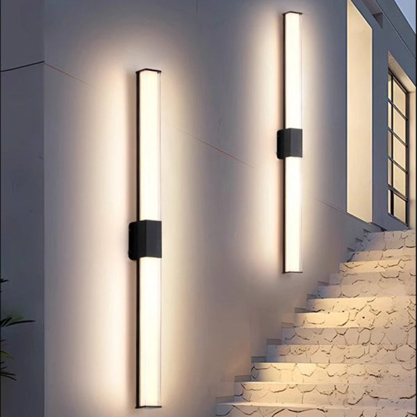 Modern Minimalist Waterproof Rectangle Long Aluminum PC Outdoor Wall Sconce Lamp For Garden - Image 10