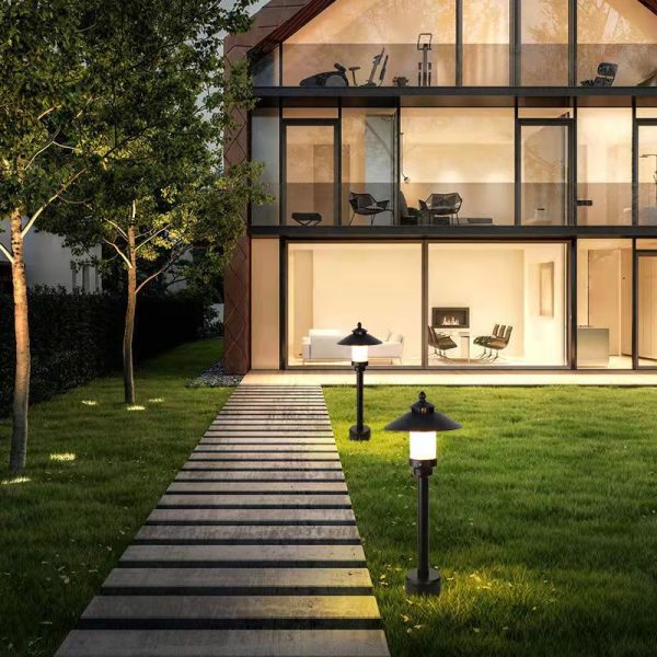 Traditional European Waterproof Half Round Cylinder Aluminum Dolomite 1-Light Outdoor Landscape Lamp For Garden - Image 11
