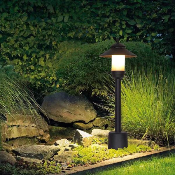 Traditional European Waterproof Half Round Cylinder Aluminum Dolomite 1-Light Outdoor Landscape Lamp For Garden - Image 14