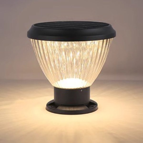 Contemporary Industrial Solar Aluminum PC Round 1-Light Outdoor Post Light For Garden - Image 2