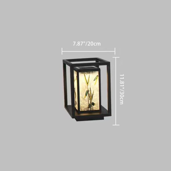 Traditional Chinese Crackle Enamel Bamboo Acrylic Galvanized Steel LED Outdoor Post Light For Garden - Image 4