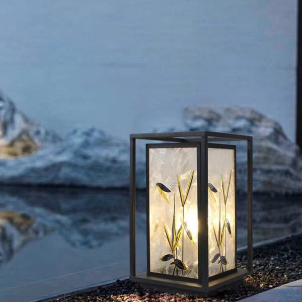 Traditional Chinese Crackle Enamel Bamboo Acrylic Galvanized Steel LED Outdoor Post Light For Garden - Image 13