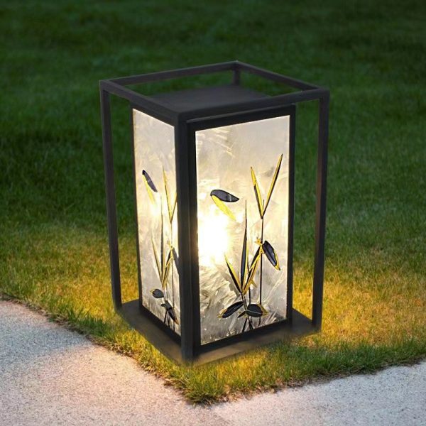 Traditional Chinese Crackle Enamel Bamboo Acrylic Galvanized Steel LED Outdoor Post Light For Garden - Image 12