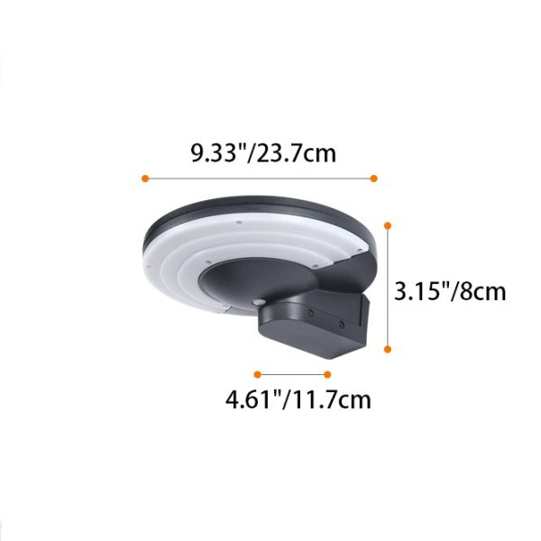 Contemporary Industrial Aluminum Disc Solar LED Wall Sconce Lamp For Outdoor Patio - Image 4