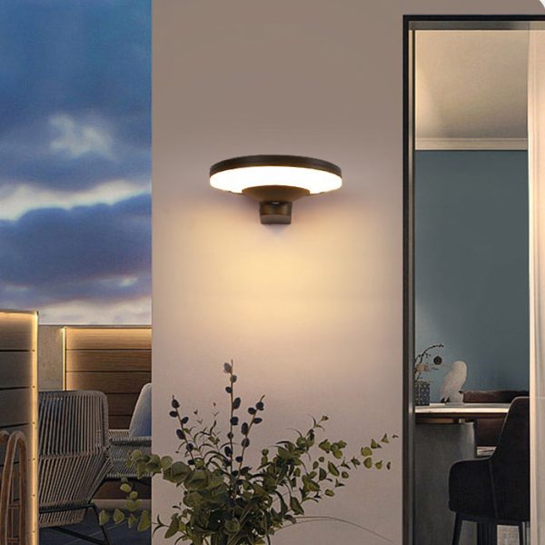 Contemporary Industrial Aluminum Disc Solar LED Wall Sconce Lamp For Outdoor Patio - Image 13
