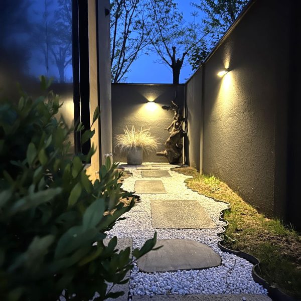 Modern Simplicity Rectangular Aluminum Up And Down Illuminated LED Solar Wall Sconce Lamp For Outdoor Patio - Image 8