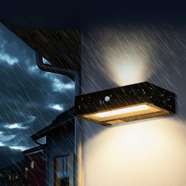 Modern Simplicity Rectangular Aluminum Up And Down Illuminated LED Solar Wall Sconce Lamp For Outdoor Patio - Image 2