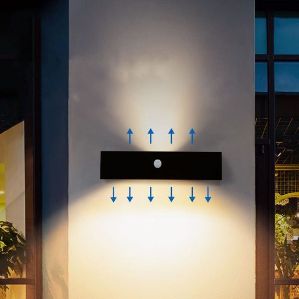 Modern Simplicity Rectangular Aluminum Up And Down Illuminated LED Solar Wall Sconce Lamp For Outdoor Patio - Image 6