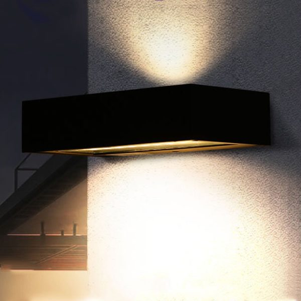 Modern Simplicity Rectangular Aluminum Up And Down Illuminated LED Solar Wall Sconce Lamp For Outdoor Patio - Image 7