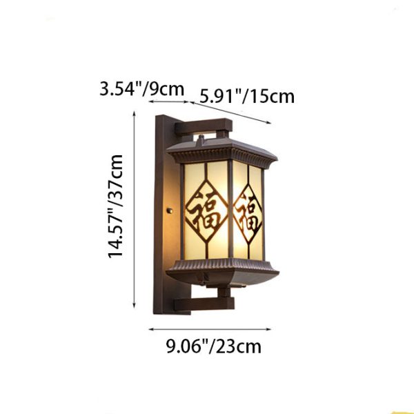 Traditional Chinese Aluminum Glass Column 1-Light Outdoor Wall Sconce Lamp For Garden - Image 4
