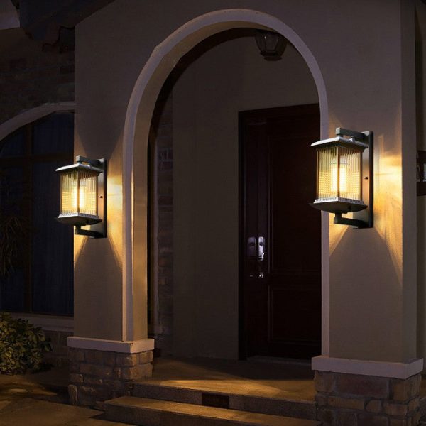Traditional Chinese Aluminum Glass Column 1-Light Outdoor Wall Sconce Lamp For Garden - Image 12