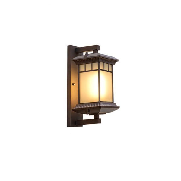 Traditional Chinese Aluminum Glass Column 1-Light Outdoor Wall Sconce Lamp For Garden - Image 15