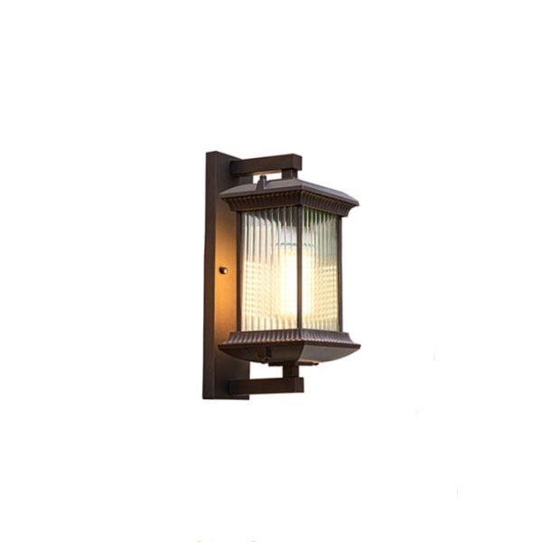 Traditional Chinese Aluminum Glass Column 1-Light Outdoor Wall Sconce Lamp For Garden - Image 14