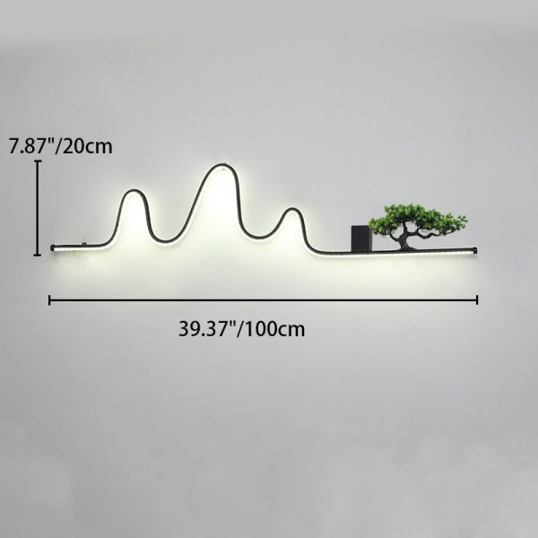 Contemporary Creative Aluminum Arc Linear PVC Simulated Pine Wood LED Waterproof Outdoor Wall Sconce Lamp For Garden - Image 4