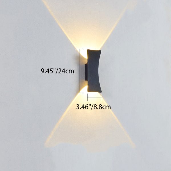 Modern Minimalist Curved Aluminum Up And Down Illuminated LED Waterproof Wall Sconce Lamp For Outdoor Patio - Image 4