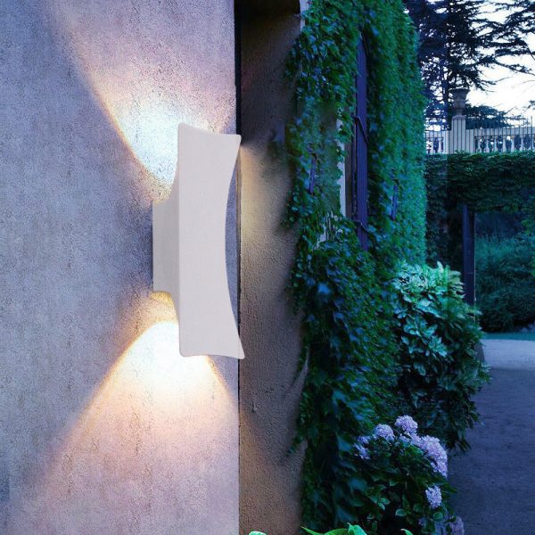 Modern Minimalist Curved Aluminum Up And Down Illuminated LED Waterproof Wall Sconce Lamp For Outdoor Patio - Image 7