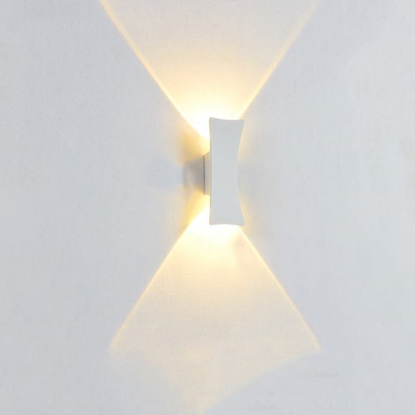 Modern Minimalist Curved Aluminum Up And Down Illuminated LED Waterproof Wall Sconce Lamp For Outdoor Patio - Image 13