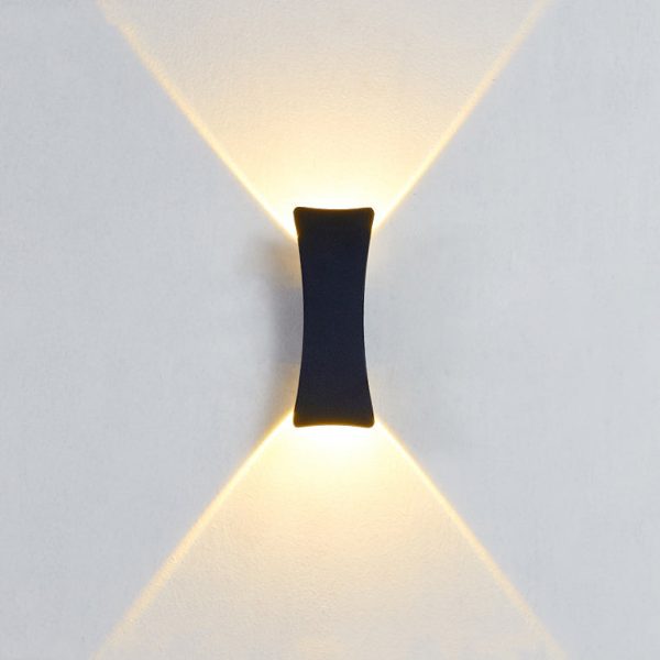 Modern Minimalist Curved Aluminum Up And Down Illuminated LED Waterproof Wall Sconce Lamp For Outdoor Patio - Image 14