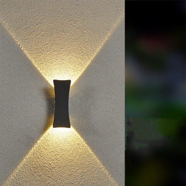 Modern Minimalist Curved Aluminum Up And Down Illuminated LED Waterproof Wall Sconce Lamp For Outdoor Patio - Image 11