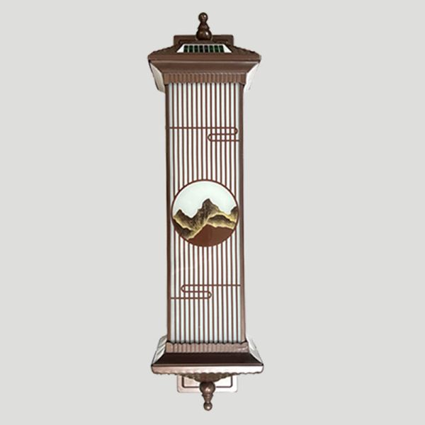 Traditional Chinese Aluminum Glass Rectangular LED Solar Waterproof Outdoor Wall Sconce Lamp For Garden - Image 16