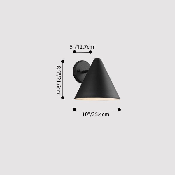 Contemporary Industrial Iron Geometric Cone 1-Light Outdoor Waterproof Wall Sconce Lamp For Outdoor Patio - Image 4