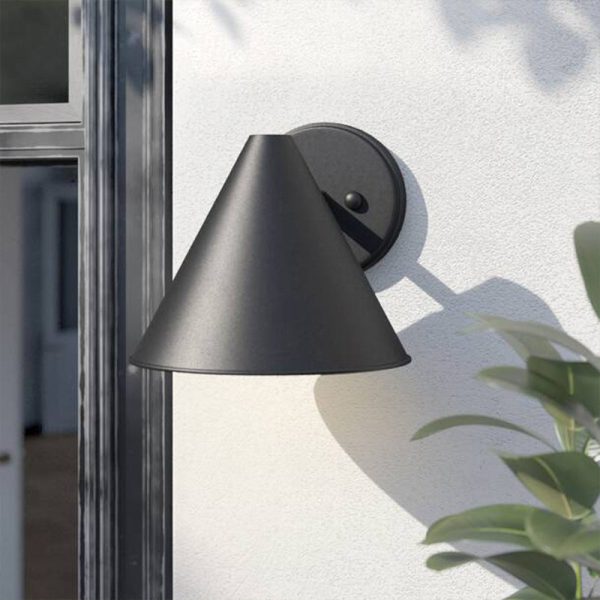 Contemporary Industrial Iron Geometric Cone 1-Light Outdoor Waterproof Wall Sconce Lamp For Outdoor Patio - Image 8