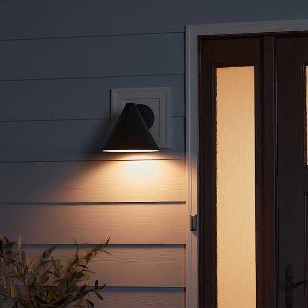 Contemporary Industrial Iron Geometric Cone 1-Light Outdoor Waterproof Wall Sconce Lamp For Outdoor Patio - Image 2