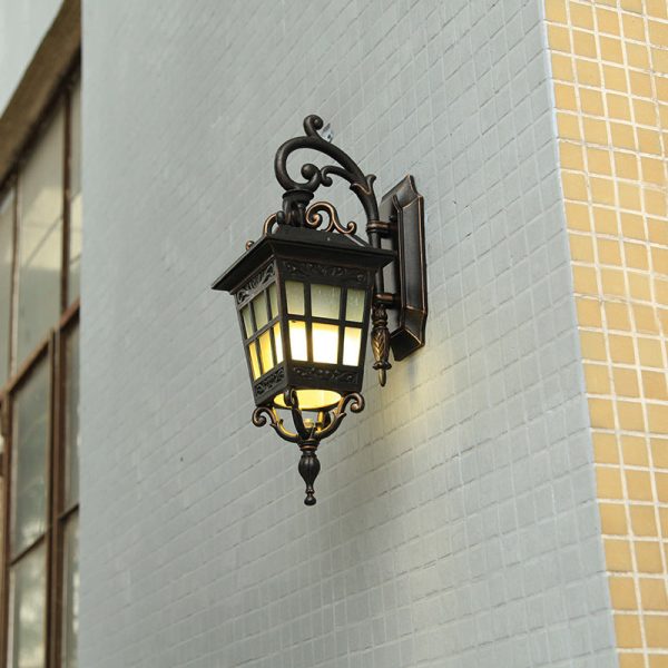Contemporary Industrial Aluminum Frame Frosted Glass 1-Light Outdoor Waterproof Wall Sconce Lamp For Outdoor Patio - Image 5
