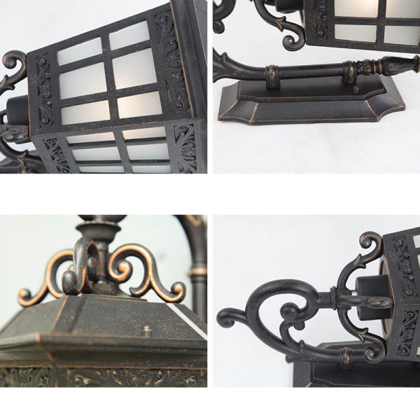 Contemporary Industrial Aluminum Frame Frosted Glass 1-Light Outdoor Waterproof Wall Sconce Lamp For Outdoor Patio - Image 4
