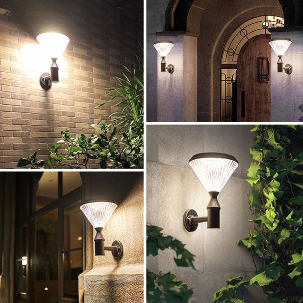 Modern Simplicity Conical Aluminum PC LED Solar Waterproof Wall Sconce Lamp For Outdoor Patio - Image 17