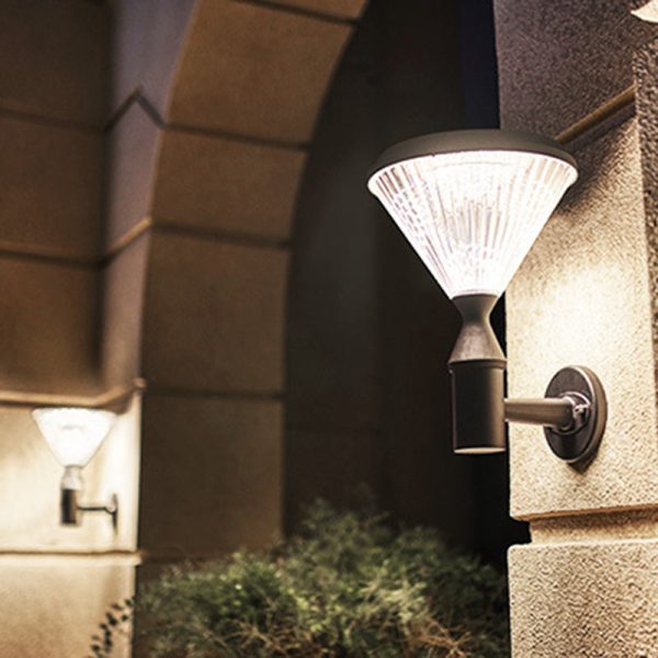 Modern Simplicity Conical Aluminum PC LED Solar Waterproof Wall Sconce Lamp For Outdoor Patio - Image 10