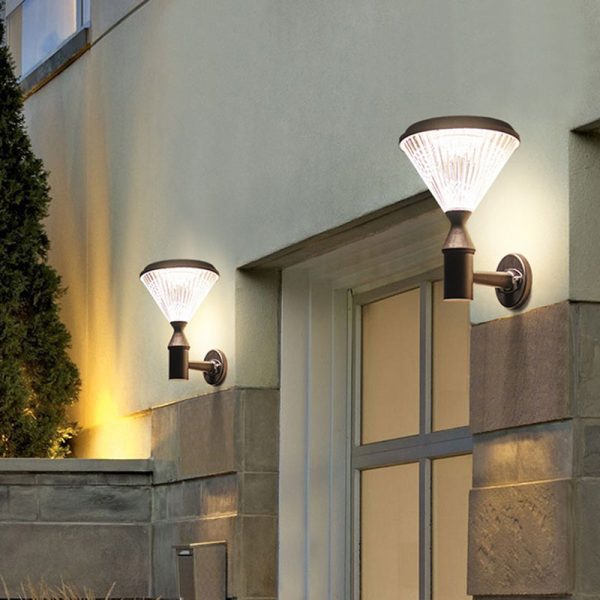 Modern Simplicity Conical Aluminum PC LED Solar Waterproof Wall Sconce Lamp For Outdoor Patio - Image 11