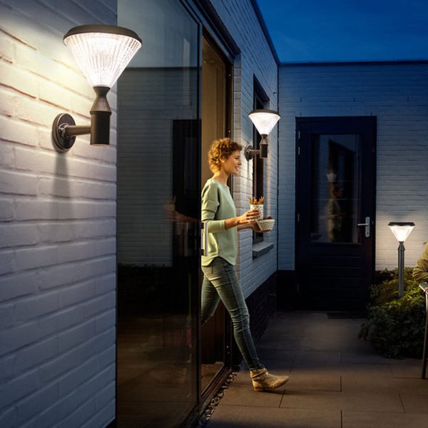 Modern Simplicity Conical Aluminum PC LED Solar Waterproof Wall Sconce Lamp For Outdoor Patio - Image 14
