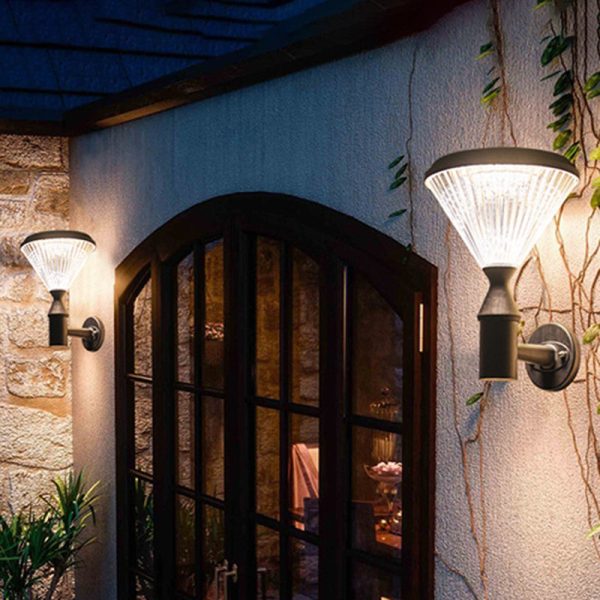 Modern Simplicity Conical Aluminum PC LED Solar Waterproof Wall Sconce Lamp For Outdoor Patio - Image 3