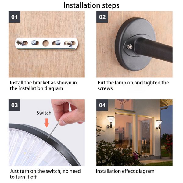 Modern Simplicity Conical Aluminum PC LED Solar Waterproof Wall Sconce Lamp For Outdoor Patio - Image 20