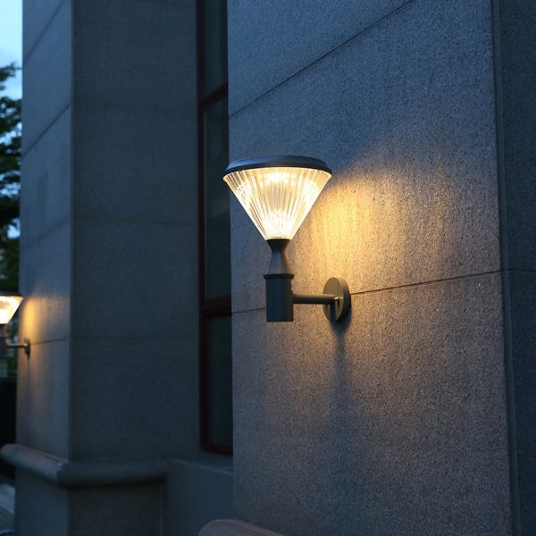 Modern Simplicity Conical Aluminum PC LED Solar Waterproof Wall Sconce Lamp For Outdoor Patio - Image 12
