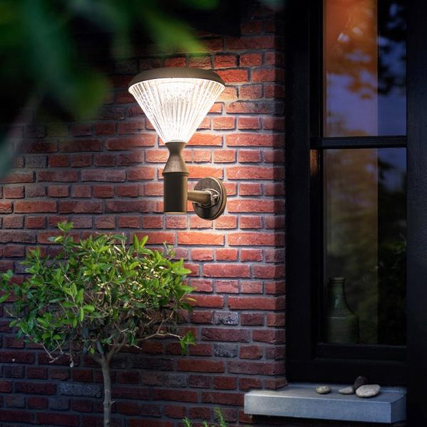 Modern Simplicity Conical Aluminum PC LED Solar Waterproof Wall Sconce Lamp For Outdoor Patio - Image 19