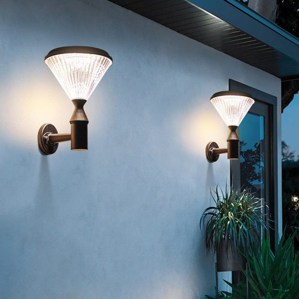 Modern Simplicity Conical Aluminum PC LED Solar Waterproof Wall Sconce Lamp For Outdoor Patio - Image 8